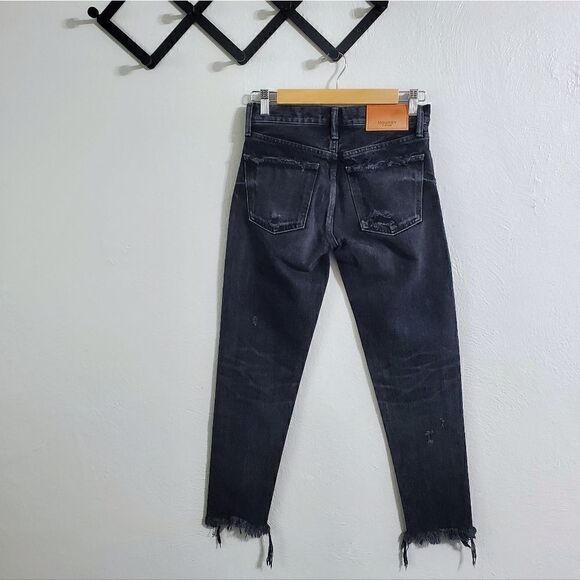Moussy Vintage MV Kelley Distressed Tapered Jeans In Black Size 24 NWT - Picture 9 of 10